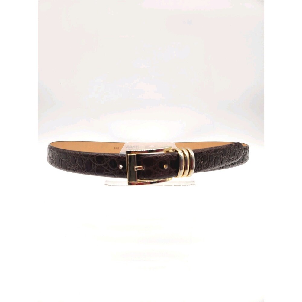 Avanti Size 42 Leather Dress Belt Dark Brown Croc Embossed Made In Italy